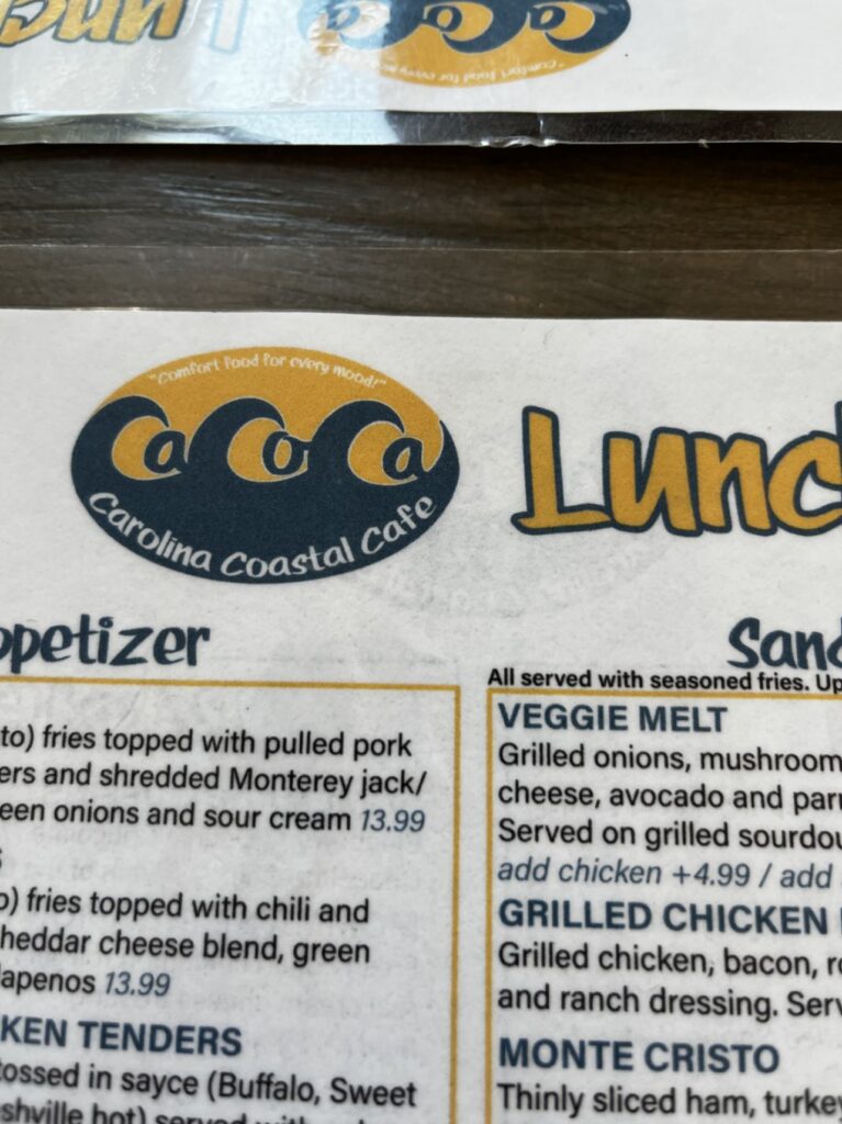 Carolina Coastal Cafe - CaCoCa Menu 8
